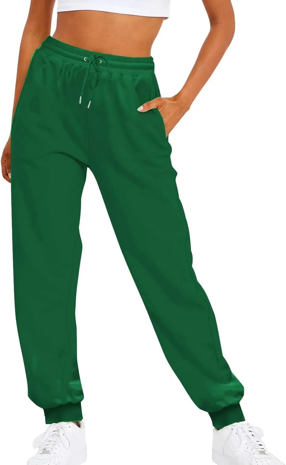 Sweatpants Women Fleece Joggers Drawstring High Waisted Athletic Jogging Pants Cinch Bottom Sweat Pants with Pockets