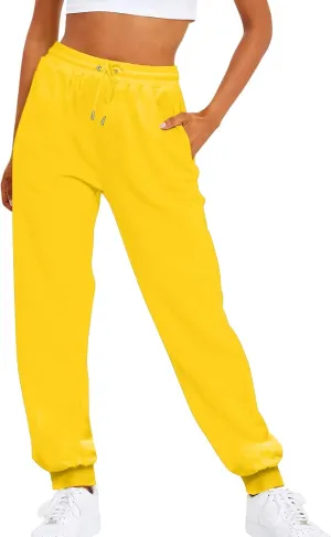 Sweatpants Women Fleece Joggers Drawstring High Waisted Athletic Jogging Pants Cinch Bottom Sweat Pants with Pockets