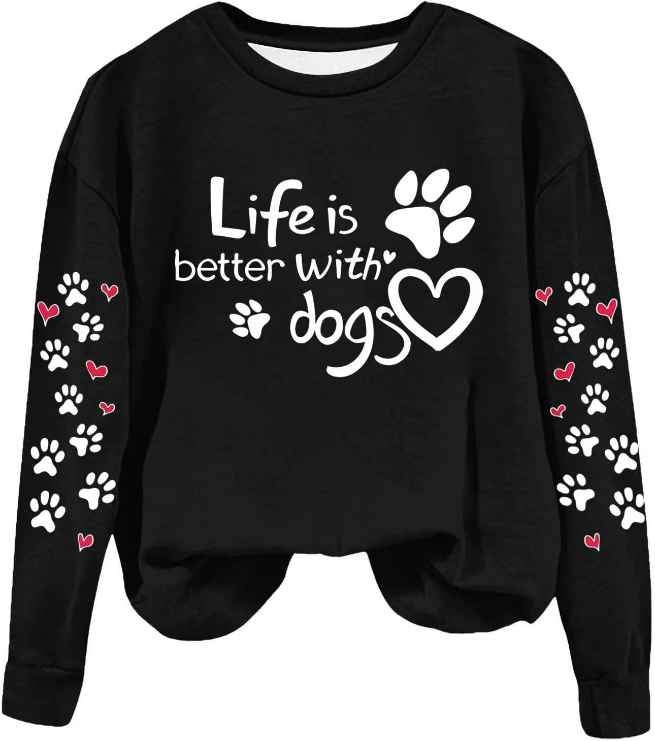 Sweatshirt for Women Print Love Heart 2024 Fall Long Sleeve Hoodless Crewneck Solid Loose Fit Outfit Clothes