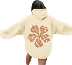 Sweatshirt Womens Pink Palm Puff Hoodie Girls Hoodie Cute Print Long Sleeve Graphic Women's Oversized Sweatshirt