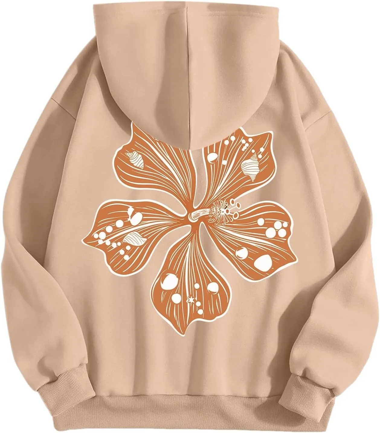 Sweatshirt Womens Pink Palm Puff Hoodie Girls Hoodie Cute Print Long Sleeve Graphic Women's Oversized Sweatshirt