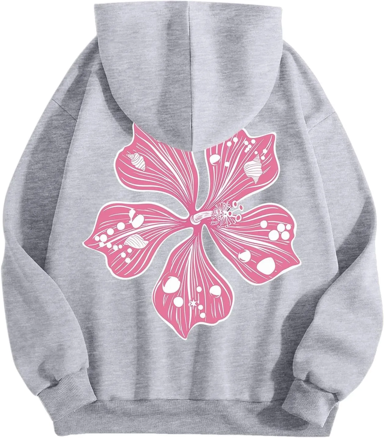 Sweatshirt Womens Pink Palm Puff Hoodie Girls Hoodie Cute Print Long Sleeve Graphic Women's Oversized Sweatshirt