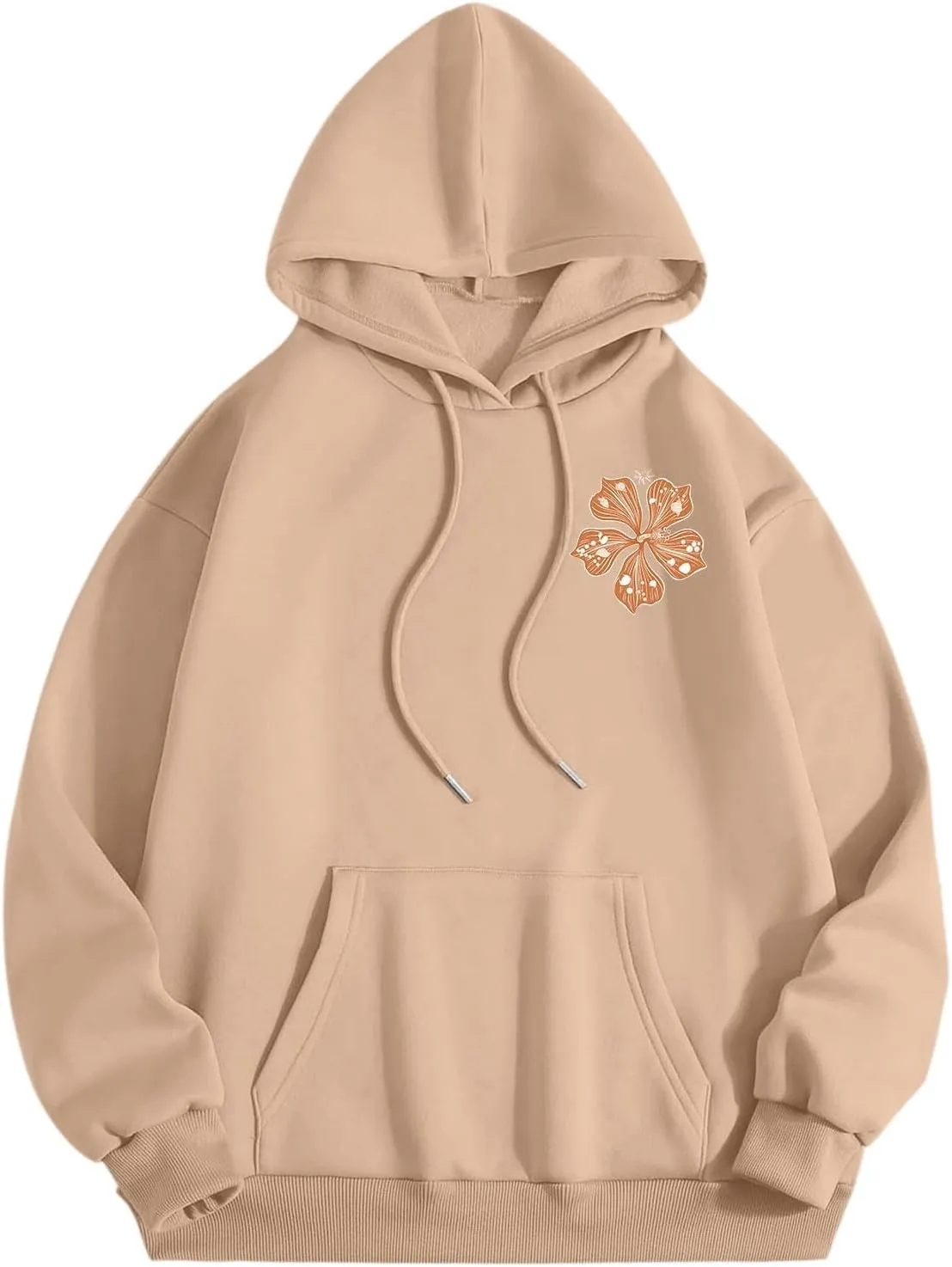 Sweatshirt Womens Pink Palm Puff Hoodie Girls Hoodie Cute Print Long Sleeve Graphic Women's Oversized Sweatshirt