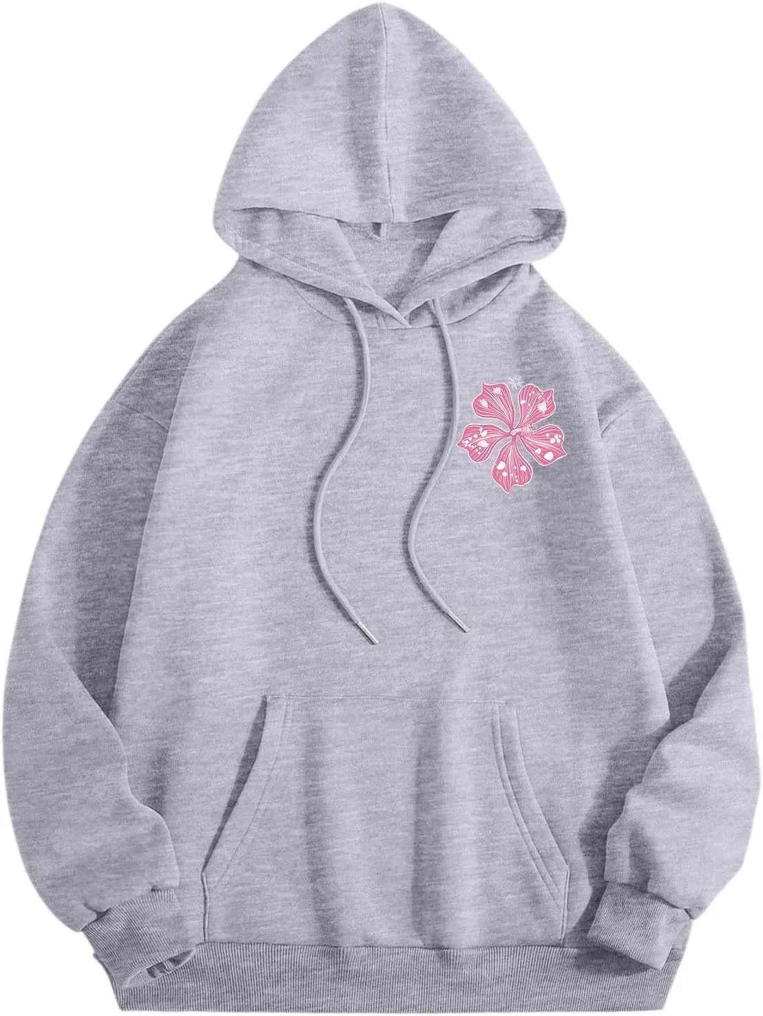 Sweatshirt Womens Pink Palm Puff Hoodie Girls Hoodie Cute Print Long Sleeve Graphic Women's Oversized Sweatshirt