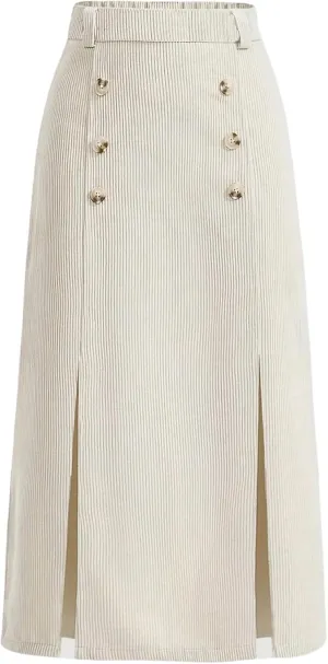 SweatyRocks Women's Split Midi Skirt Button Front High Waisted Fall Corduroy Skirts