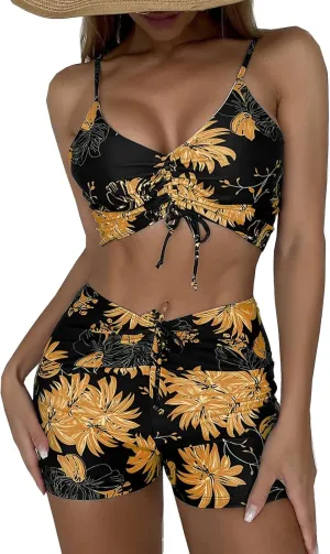 Swmmer Liket High Waisted Bikini Sets for Women Boy Shorts Swimsuits Sporty Bathing Suit