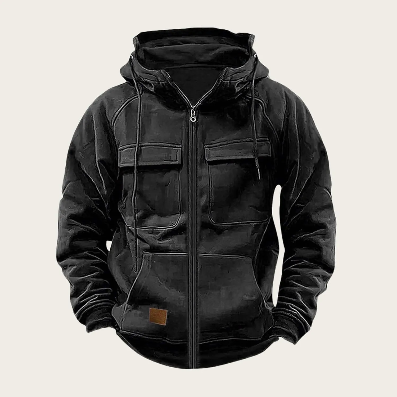 Tactical Jacket for Men Casual Hoodie Full Zip Long Sleeve Fashion Sweatshirts Drawstring Sports Hooded Jacket Coats
