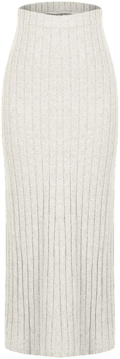 Texture Maxi Skorts for Women Ribbed Knitted Stretch Bodycon High Waist Pencil Skirts Casual Solid Side Split Skirt