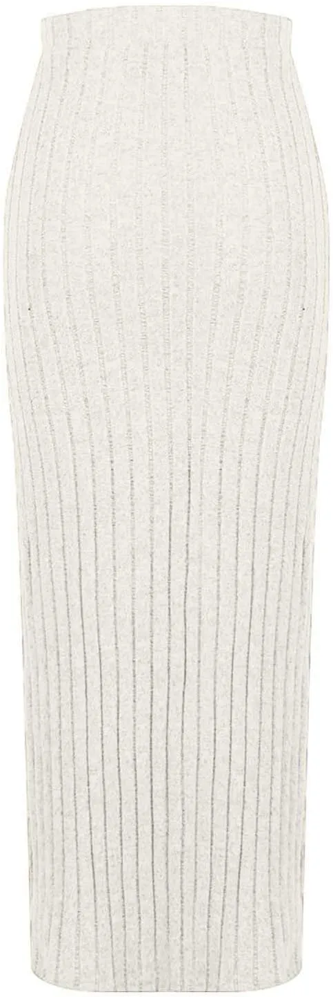 Texture Maxi Skorts for Women Ribbed Knitted Stretch Bodycon High Waist Pencil Skirts Casual Solid Side Split Skirt