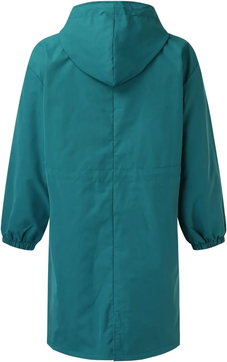 Trench Jacket for Women Button Down Loose Hooded Oversized Elegant Windbreaker Lightweight Waterproof Coat Outwear