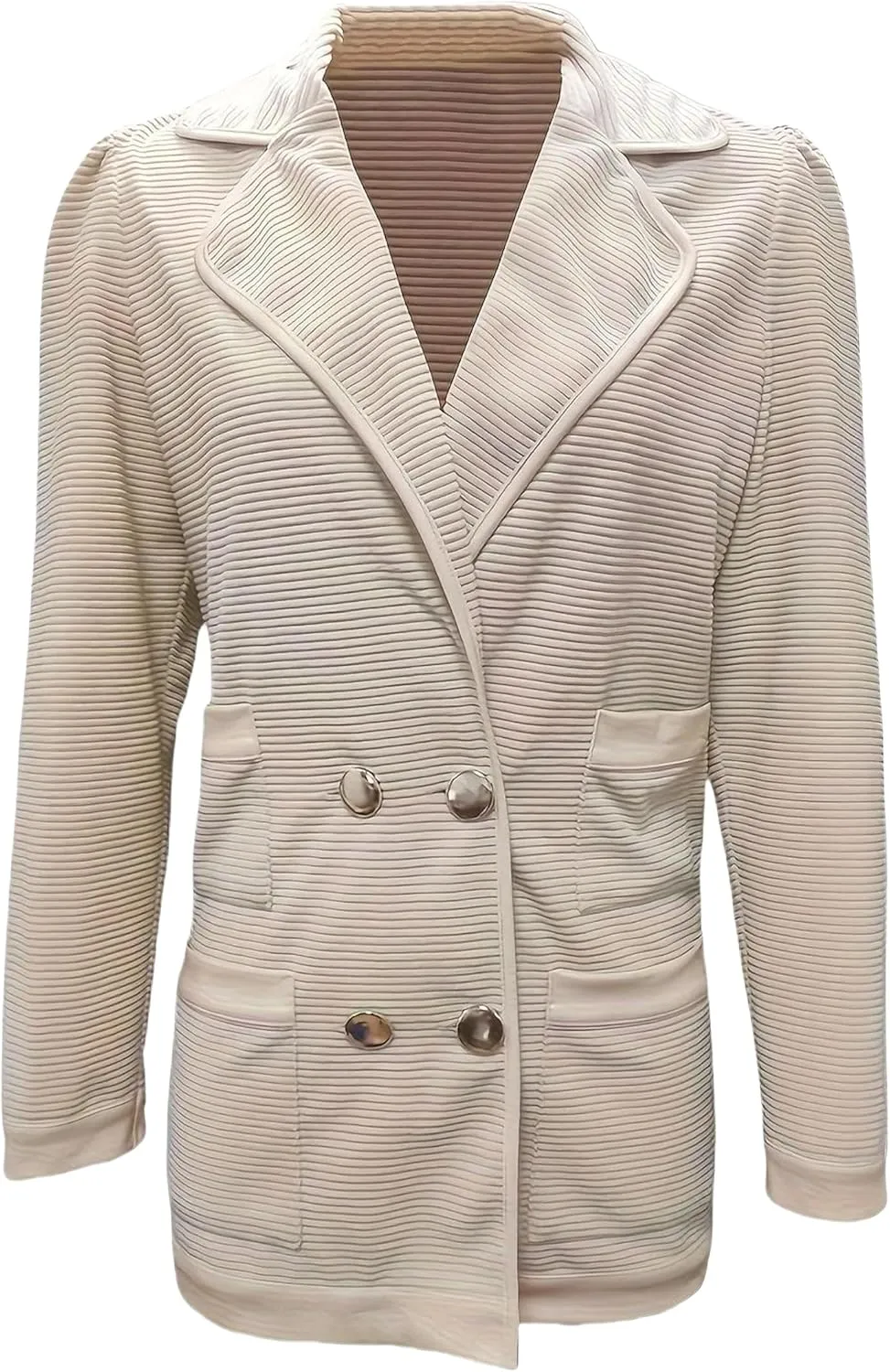 Tweed Blazers for Women Business Casual Open Front Long Sleeve Jackets Work Office Double Breasted Blazer