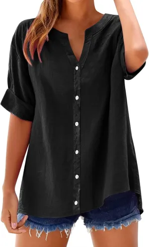 Uitcover Up Button Down Collar Sleeve Collar Casual Women's Shirt Women's Shirt Womens Dress Shirts Linen Shirt