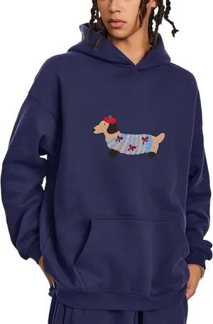 Unisex Graphic Hoodies Y2k Cute Sweatshirt Trendy Oversized Hoodies Streetwear Cartoon Dachshund Hoodie Fall Outfits