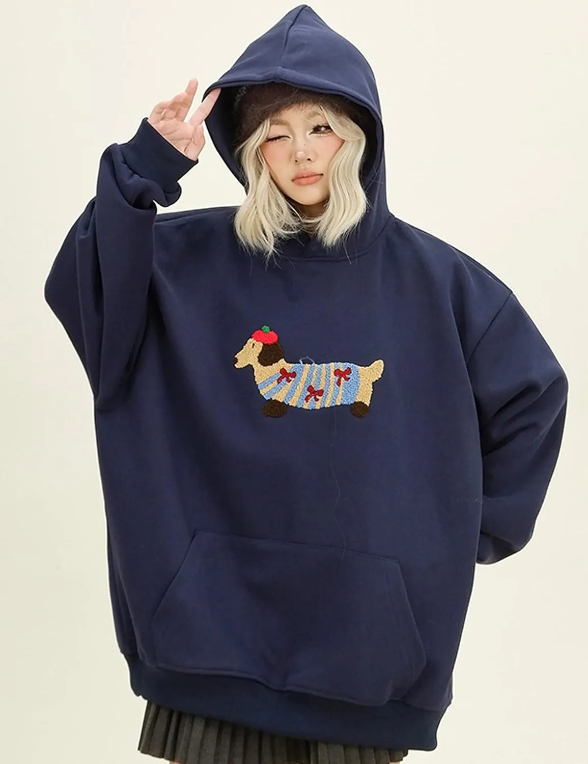 Unisex Graphic Hoodies Y2k Cute Sweatshirt Trendy Oversized Hoodies Streetwear Cartoon Dachshund Hoodie Fall Outfits