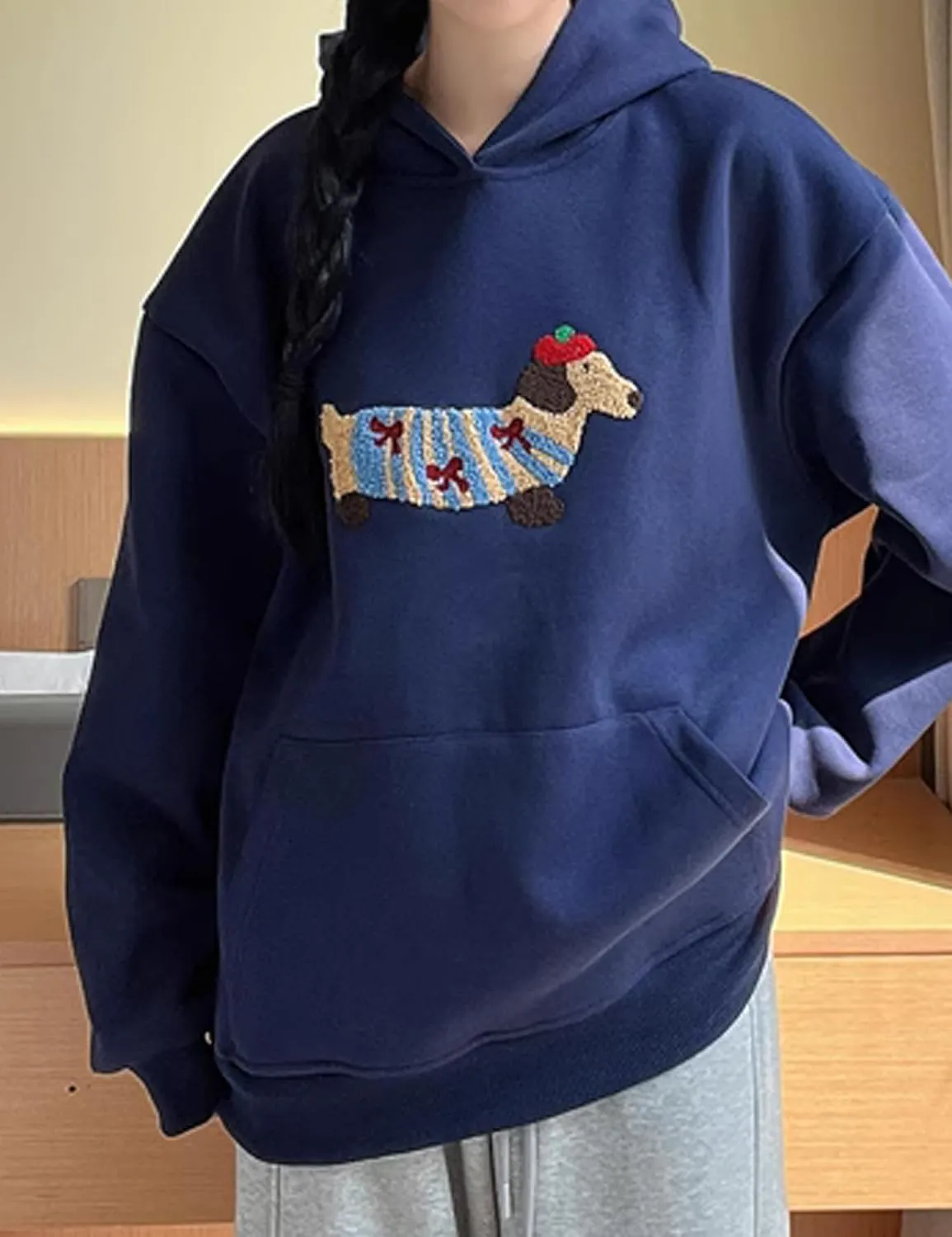 Unisex Graphic Hoodies Y2k Cute Sweatshirt Trendy Oversized Hoodies Streetwear Cartoon Dachshund Hoodie Fall Outfits
