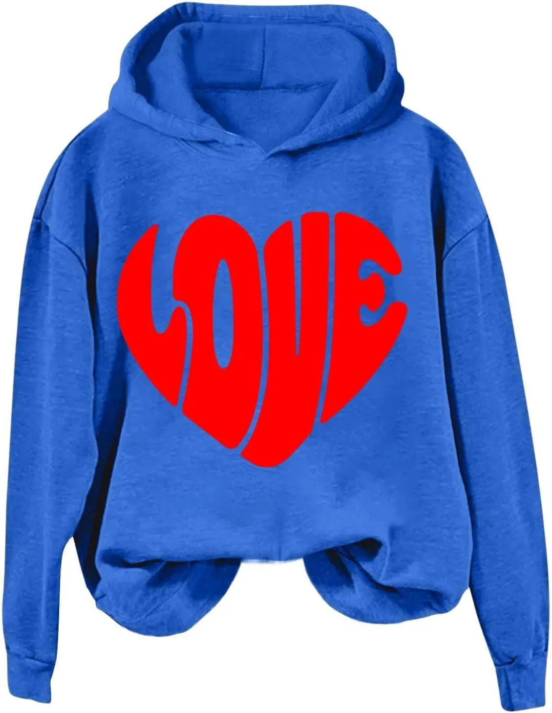 Valentine's Day Hoodie Women Funny Valentine Love Heart Graphic Sweatshirt Valentine Long Sleeve Hoodie Pullover Tops