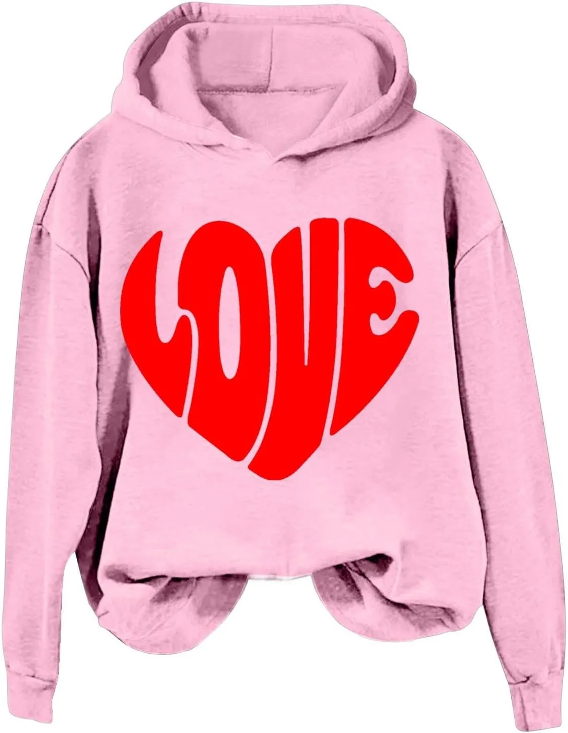 Valentine's Day Hoodie Women Funny Valentine Love Heart Graphic Sweatshirt Valentine Long Sleeve Hoodie Pullover Tops