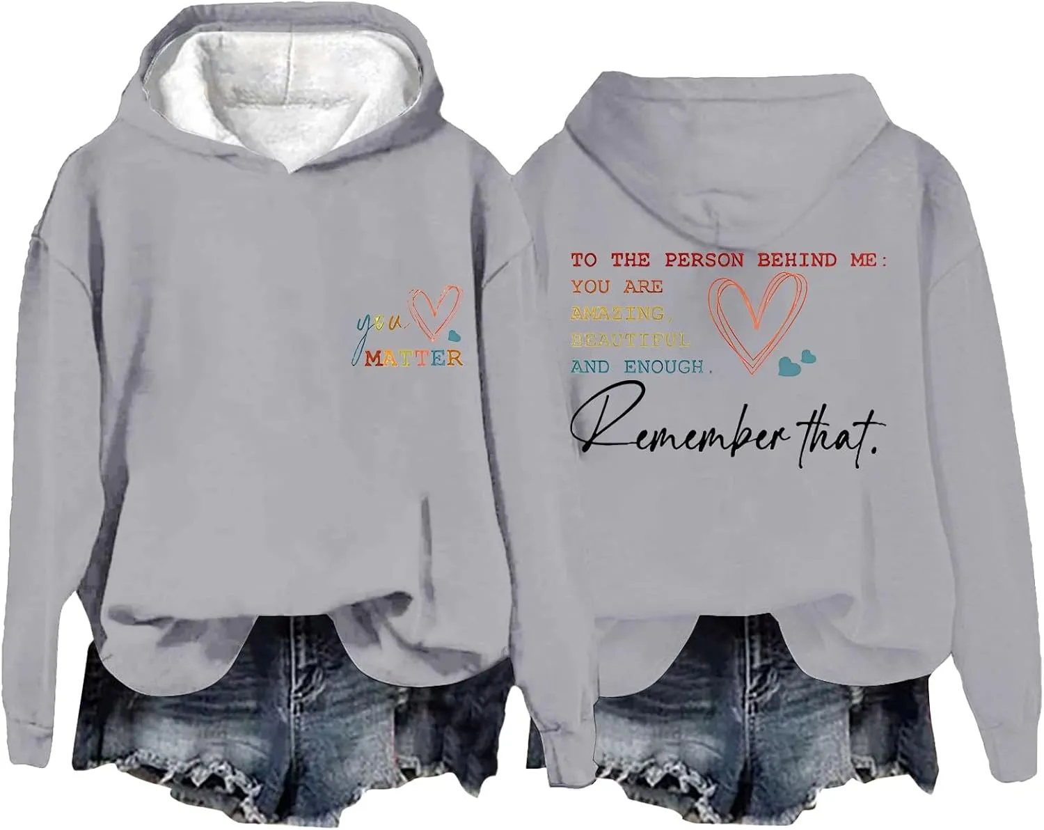 Valentines Hoodie for Women You Are Enough Hoodie to the Person Behind Me Hoodie Pullover Sweatshirts Y2k Tops