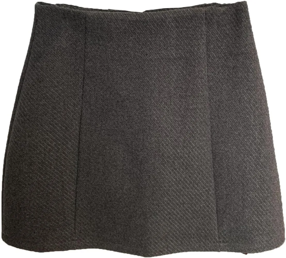 Vintage Button-Front Skirt for Women, Autumn Winter Retro Charm