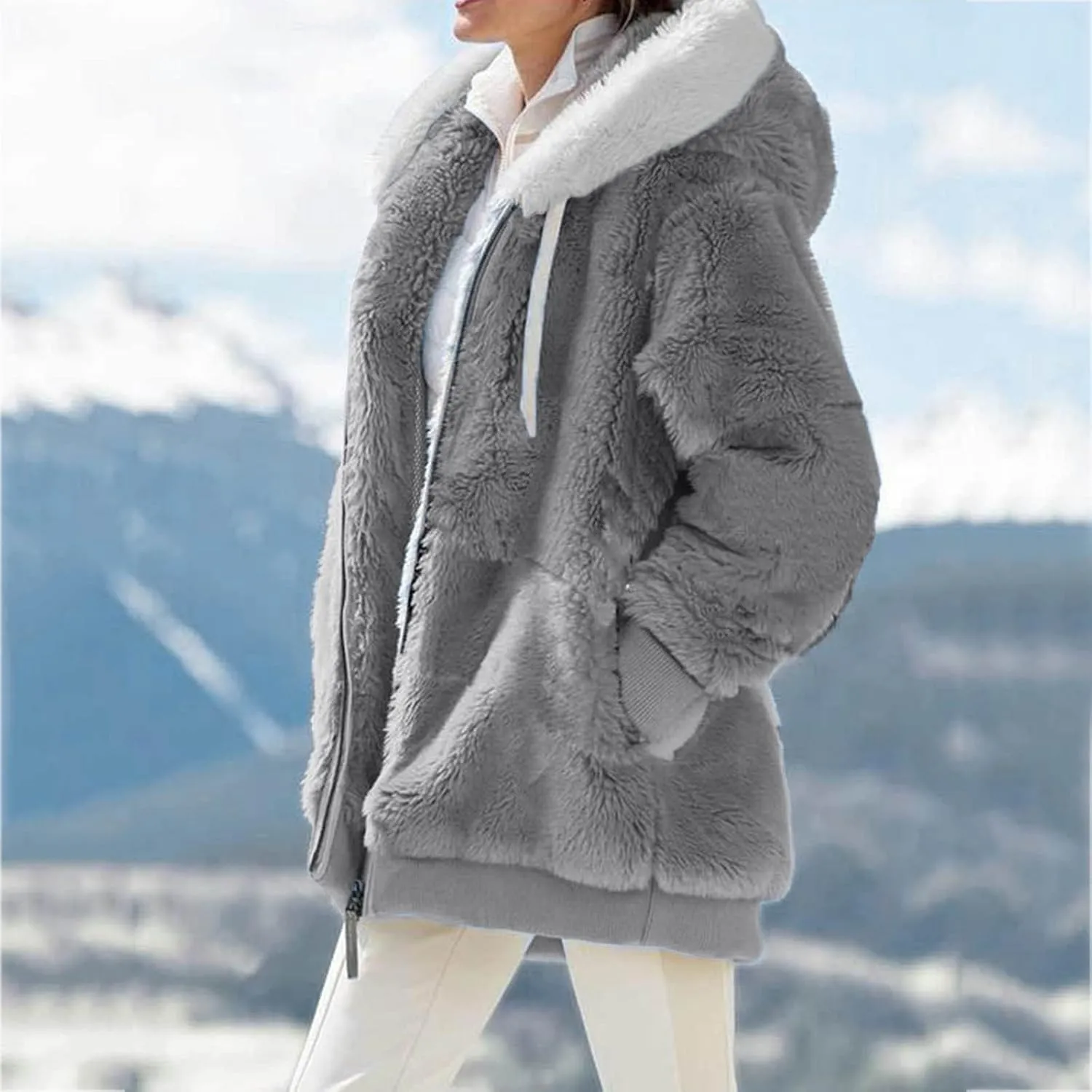 Warm Snow Fleece Winter Jacket Winter Warm Wool Overcoat Cotton Overcoat Overcoat Pullover Sherpa Fleece Zip Up
