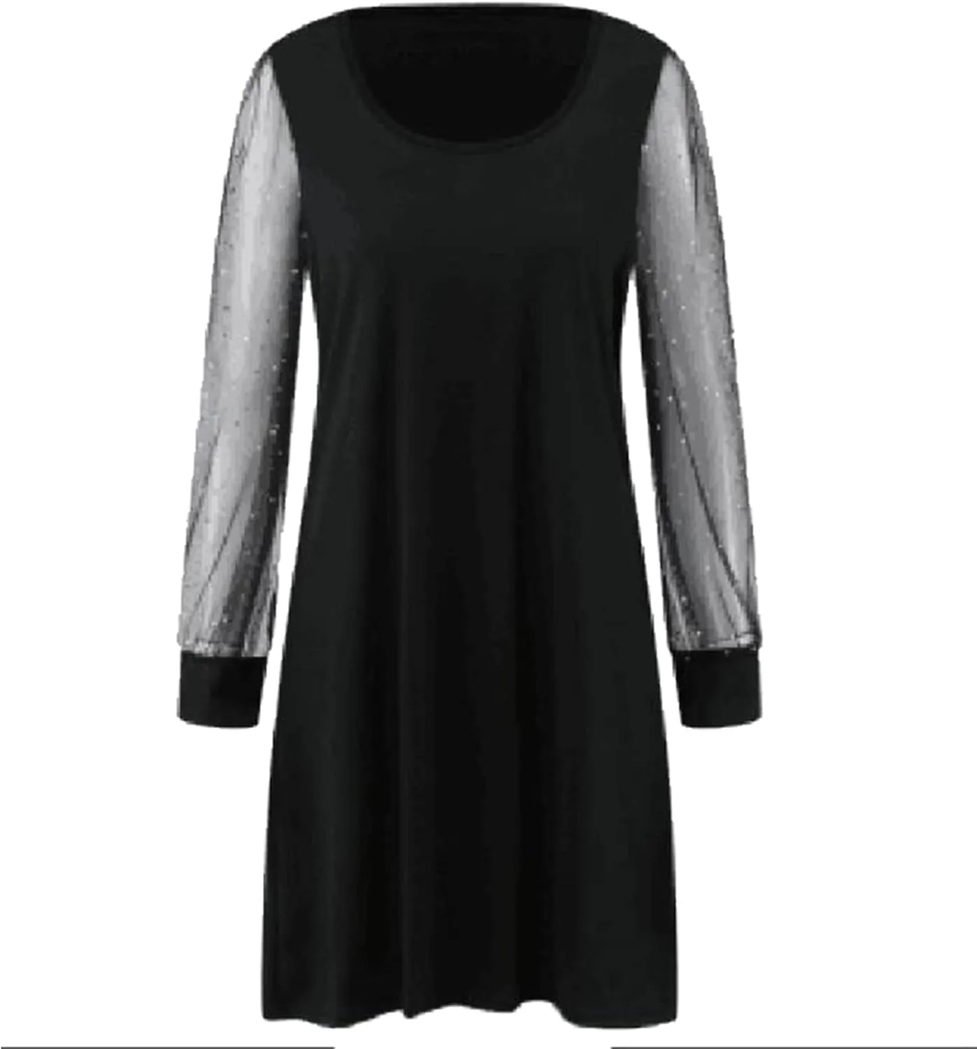Wedding Guest Dress for Women Summer Fashion Sequin Dresses Long Sleeve Square Neck Mesh Mini Dress Dressy Dresses