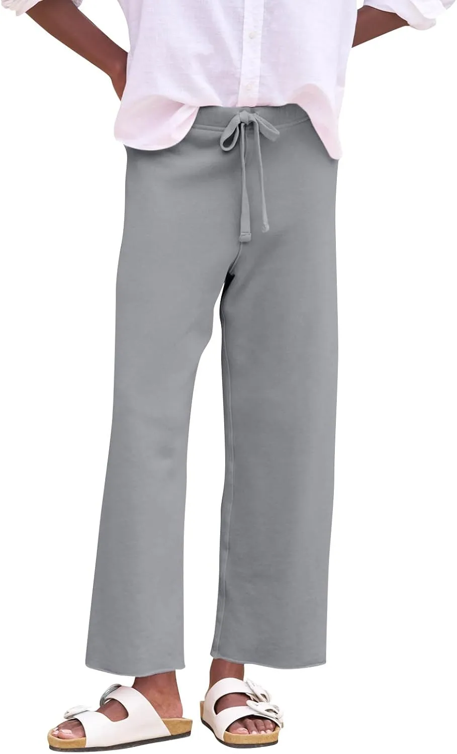 Wide Leg Lounge Pants for Women Workout High Waisted Sweatpants Pull On Ankle Pants Straight Leg Yoga Pants w/Pockets
