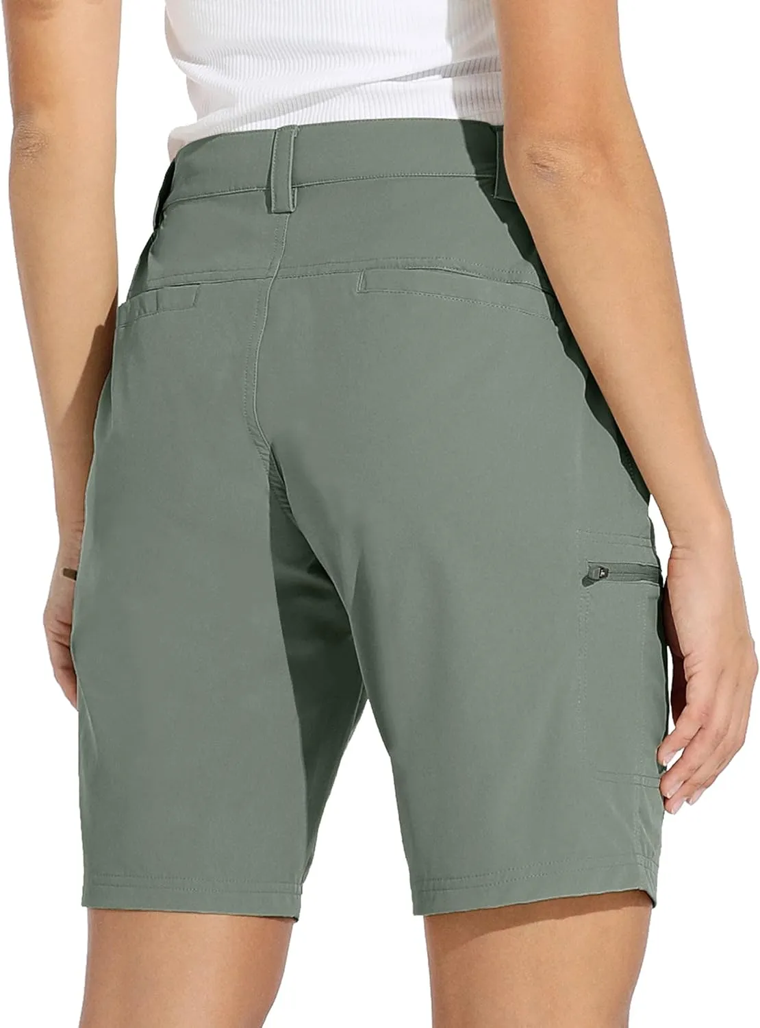 Willit Women's 10" Hiking Cargo Shorts Stretch Golf Active Long Shorts Quick Dry Outdoor Summer Shorts