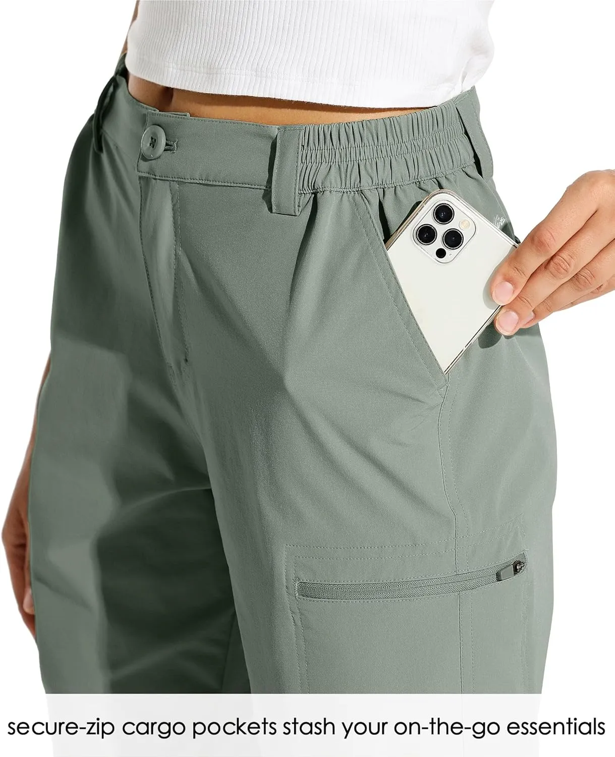 Willit Women's 10" Hiking Cargo Shorts Stretch Golf Active Long Shorts Quick Dry Outdoor Summer Shorts