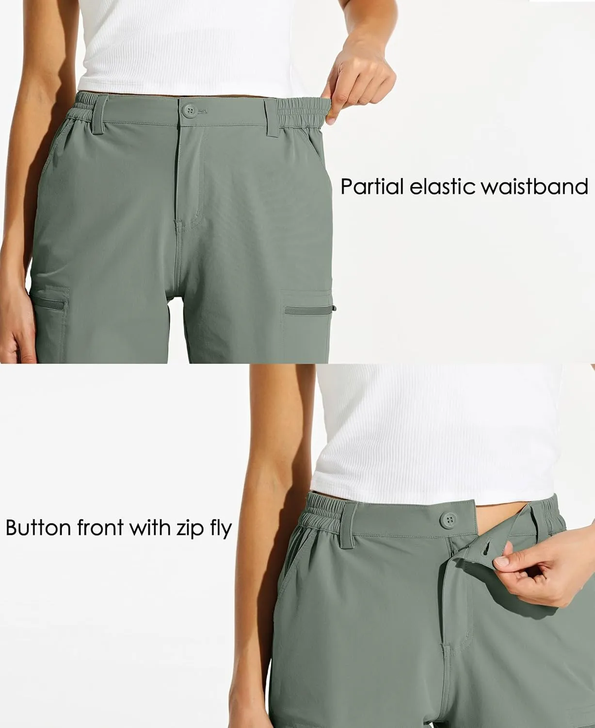 Willit Women's 10" Hiking Cargo Shorts Stretch Golf Active Long Shorts Quick Dry Outdoor Summer Shorts