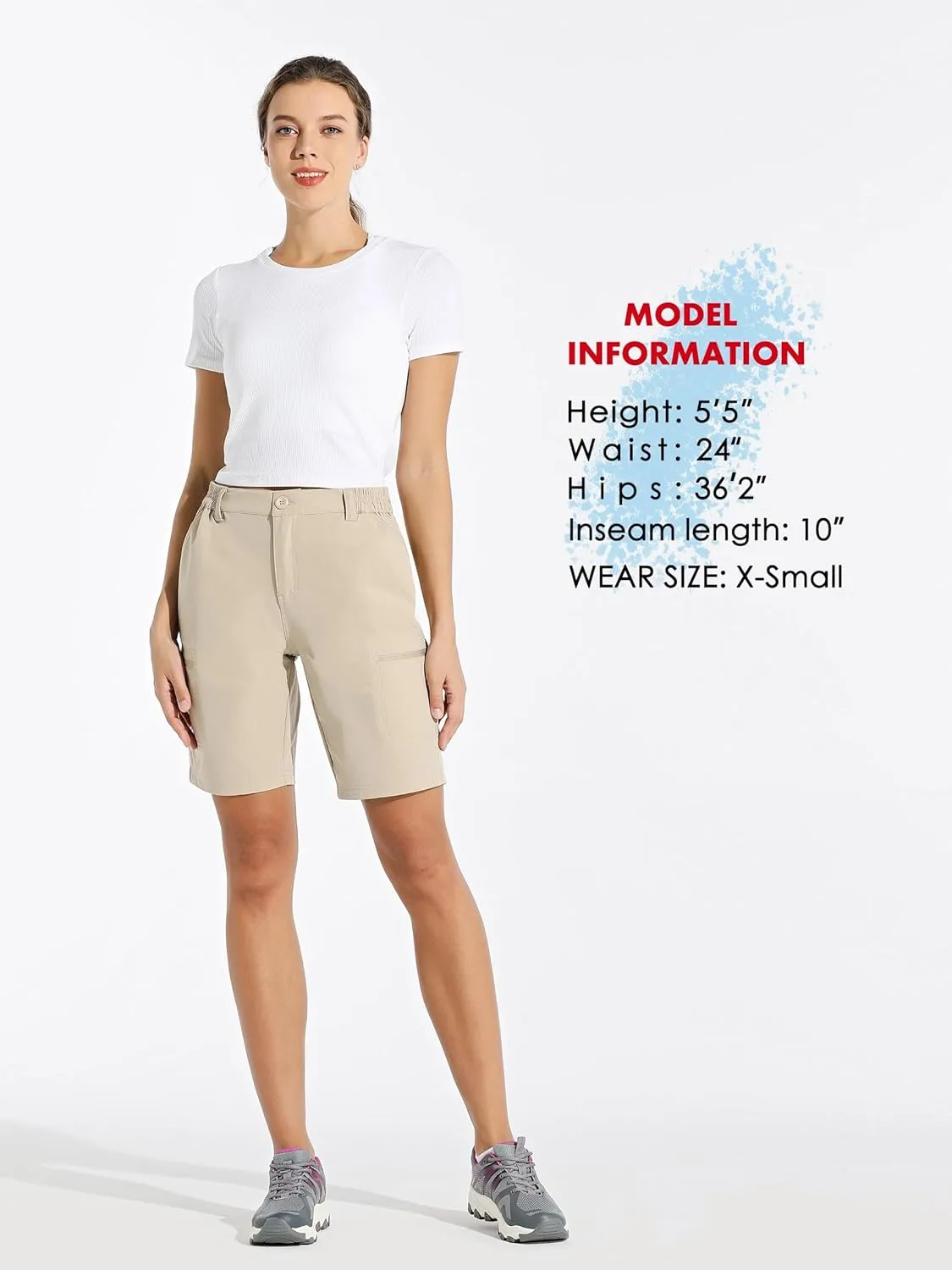 Willit Women's 10" Hiking Cargo Shorts Stretch Golf Active Long Shorts Quick Dry Outdoor Summer Shorts