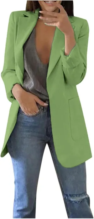 Women Blazers Fashion Casual Open Front Suit Jackets Fashion Work Office Jacket Solid Lapel Outerwear with Pockets