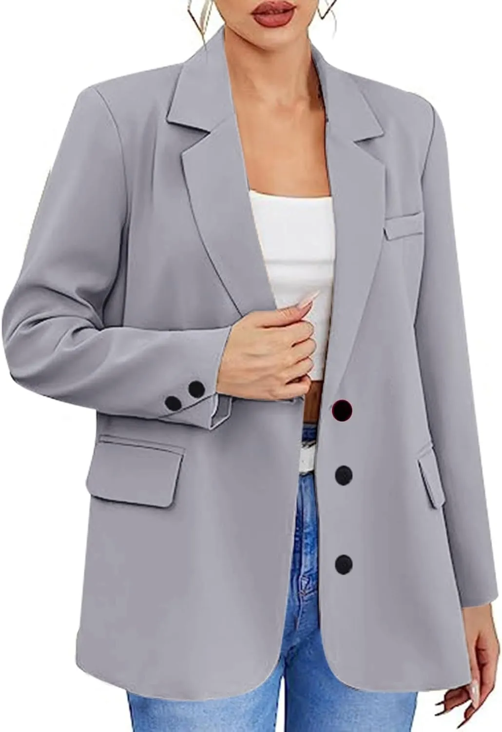 Women Blazers Fashion Dressy Tweed Women's Suit Cropped Dressy Trendy Blazers Pluse Size With Pockets Cardigan