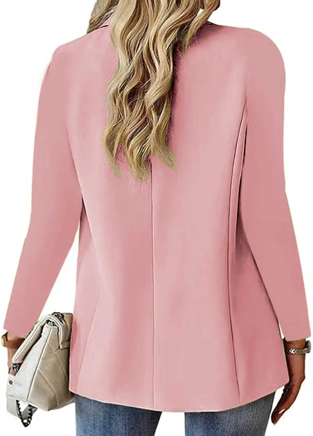 Women Blazers for Work Casual Button Lapel Open Front Business Blazer Dressy Long Sleeve Suit Jackets with Pocket