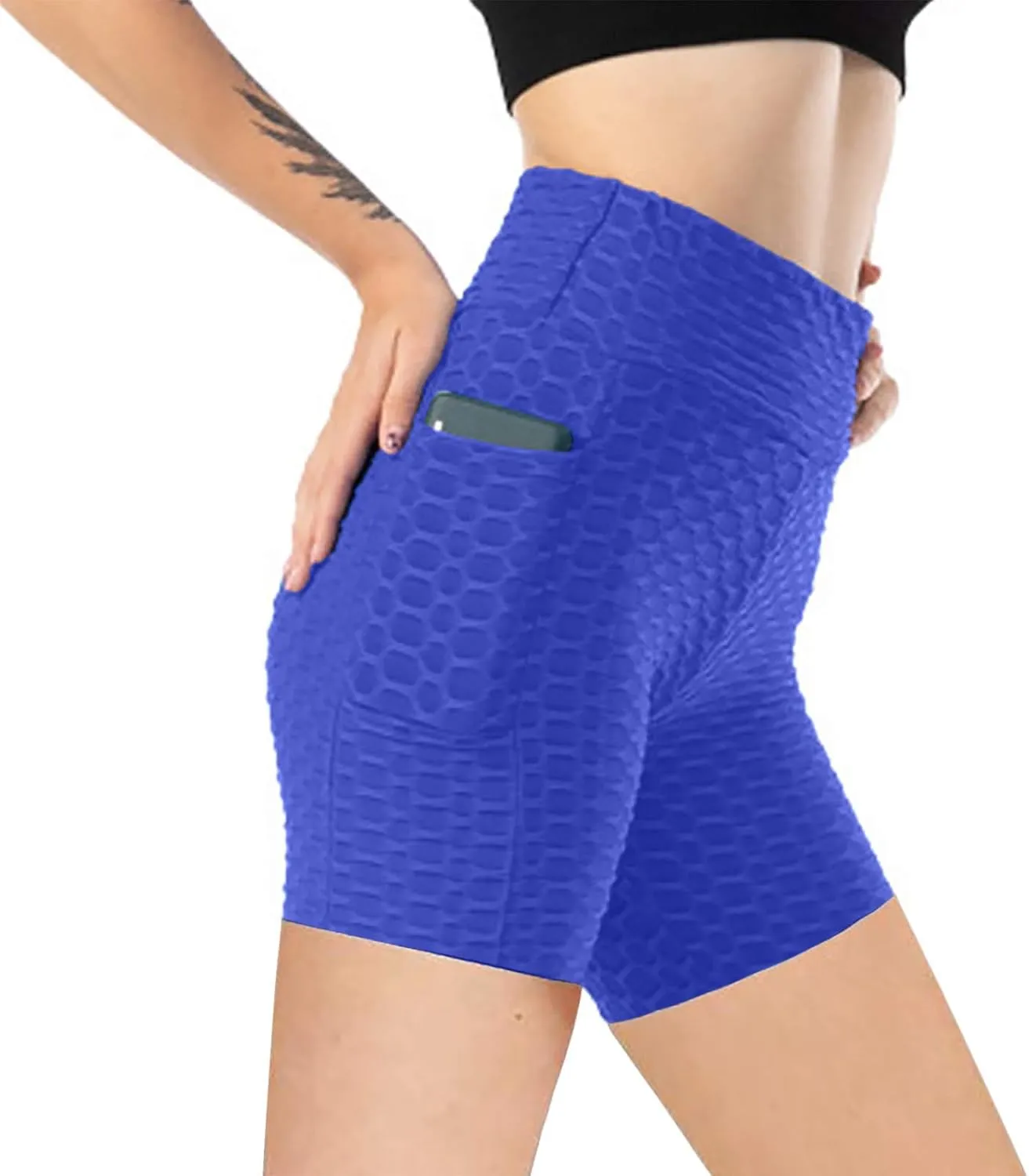 Women Butt Lift Yoga Shorts Tummy Control Plus Size High Waist Butt Lifting Compression Running Textured Booty Leggings