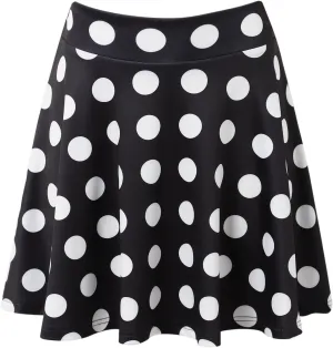 Women Pleated Mini Skirt for Summer Dot Color Print A-Line Stretch Flared Mini Skirts for Women Summer Streetwear
