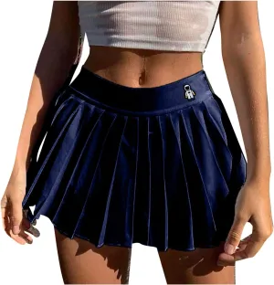 Women Pleated Mini Skirt High Waist A Line Skater Skirt High Waisted Lightweight Athletic Golf Ruffle Girls Swim