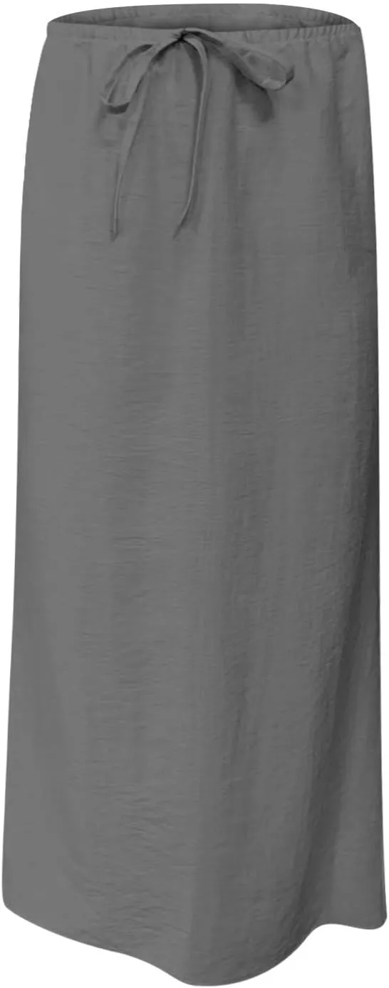 Women Summer Maxi Skorts 2025 Fashion Cotton Linen Elastic Waist Drawstring Skirts Solid Casual Vacation Flowy Skirt
