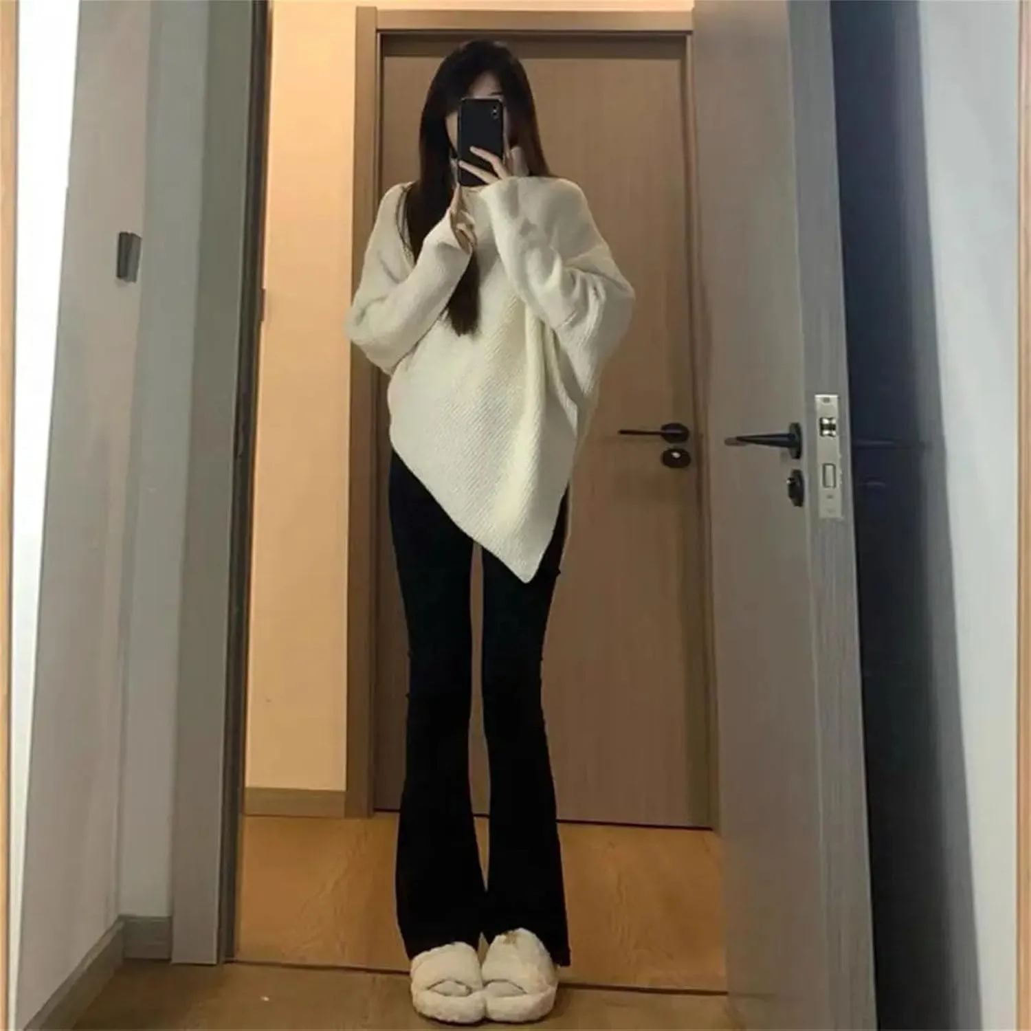Women Turtleneck Sweater Baggy Fashion Pullover Solid Color Thickened Knit Jumper Oversized Sweater