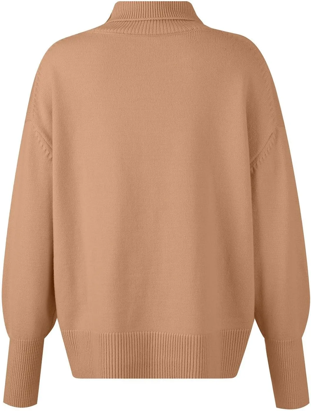 Women Turtleneck Sweater Oversized Chunky Batwing Sleeve Knitted Pullover High Low Hem 2023 Winter Basic Jumper Top