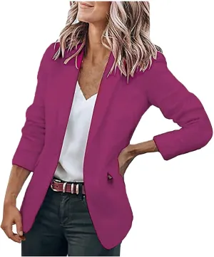 Womens 2024 Fall Casual Blazers Long Sleeve Lapel Open Front Button Work Business Lightweight Jackets with Pockets