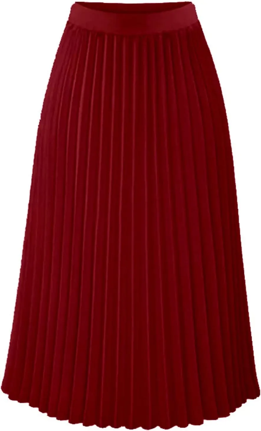 Women's Beach Vacation Clothes Summer Casual Loose Trendy Elastic High Waist Solid Color Pleated Midi Skirts, S-XL