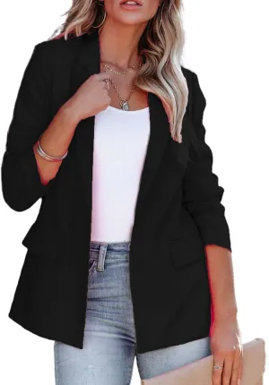 Womens Blazer Jackets Business Casual Long Sleeve Open Front Work Office Blazers Notch Collar Button Suit Jackets
