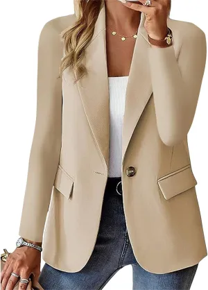 Womens Blazer Jackets Business Casual Long Sleeve Open Front Work Office Blazers Notch Collar Button Suit Jackets