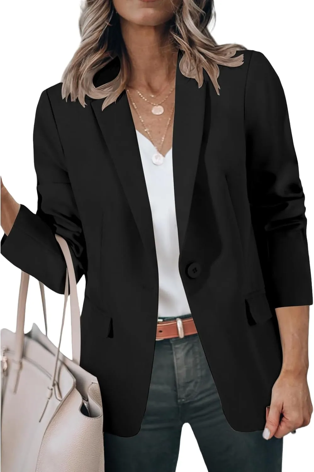 Womens Blazers Dressy Casual Blazers Open Front Long Sleeve Work Office Suit Jackets Lightweight Slim Fit Jackets Coat