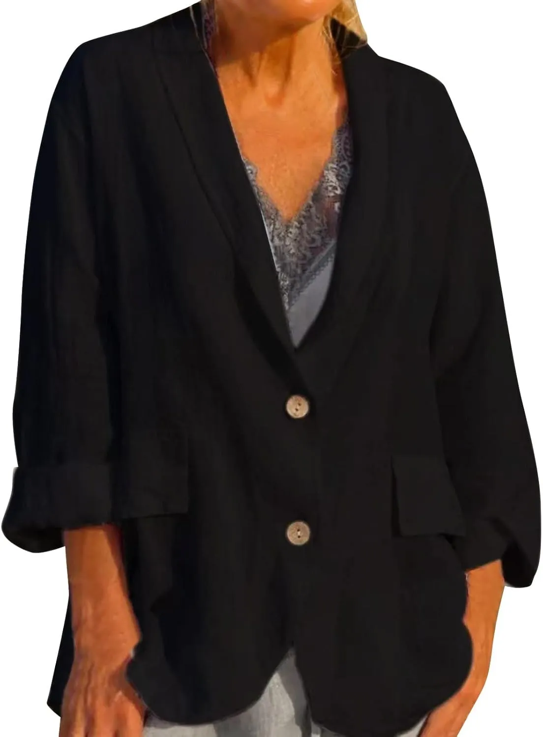 Womens Blazers for Work Casual 2025 Open Front Fashion Blazers Jacket Lightweight Office Work Business