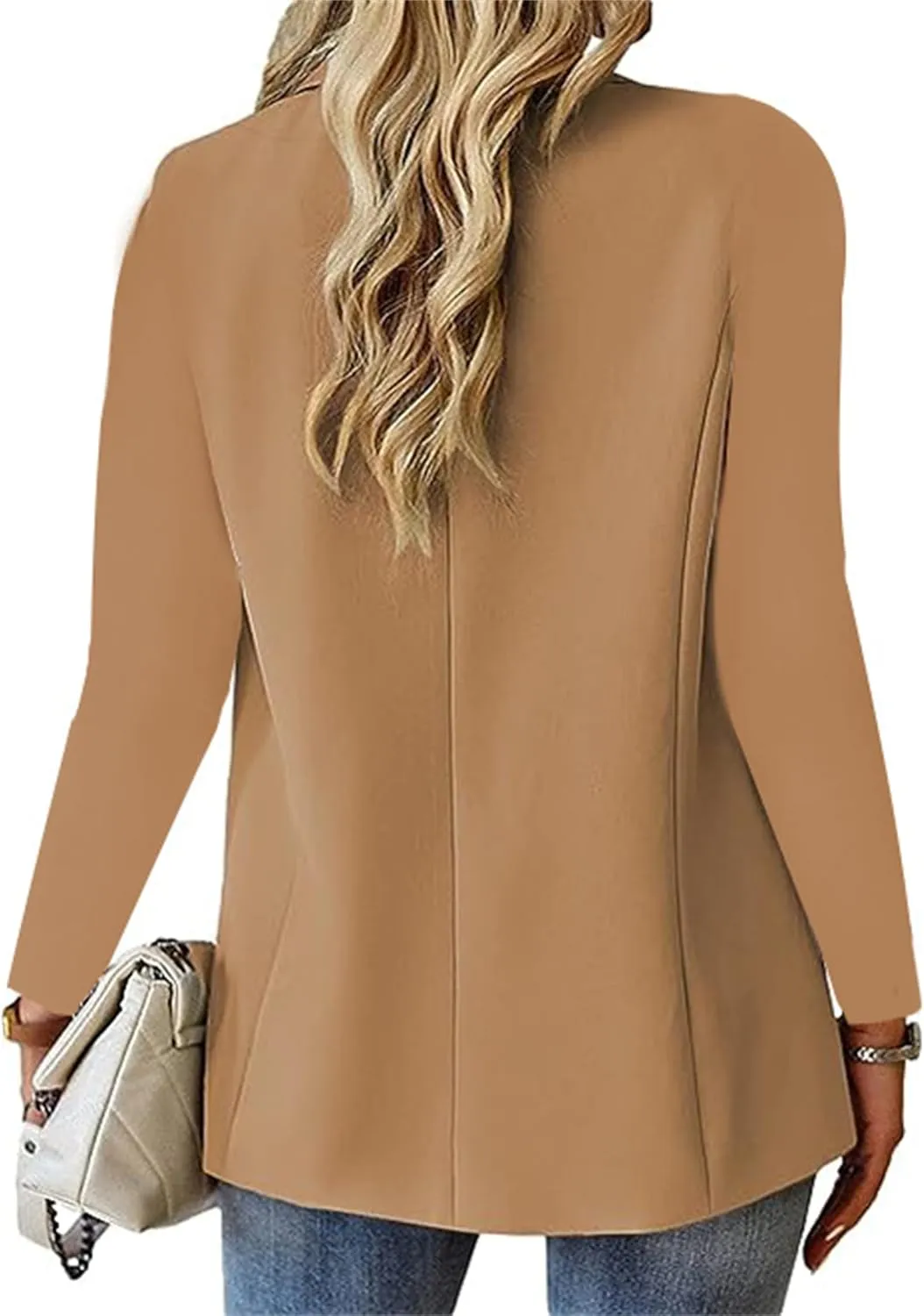 Womens Blazers for Work Casual Lapel Collar Long Sleeve Jackets One Button Dressy Blazers Business Office Outwear