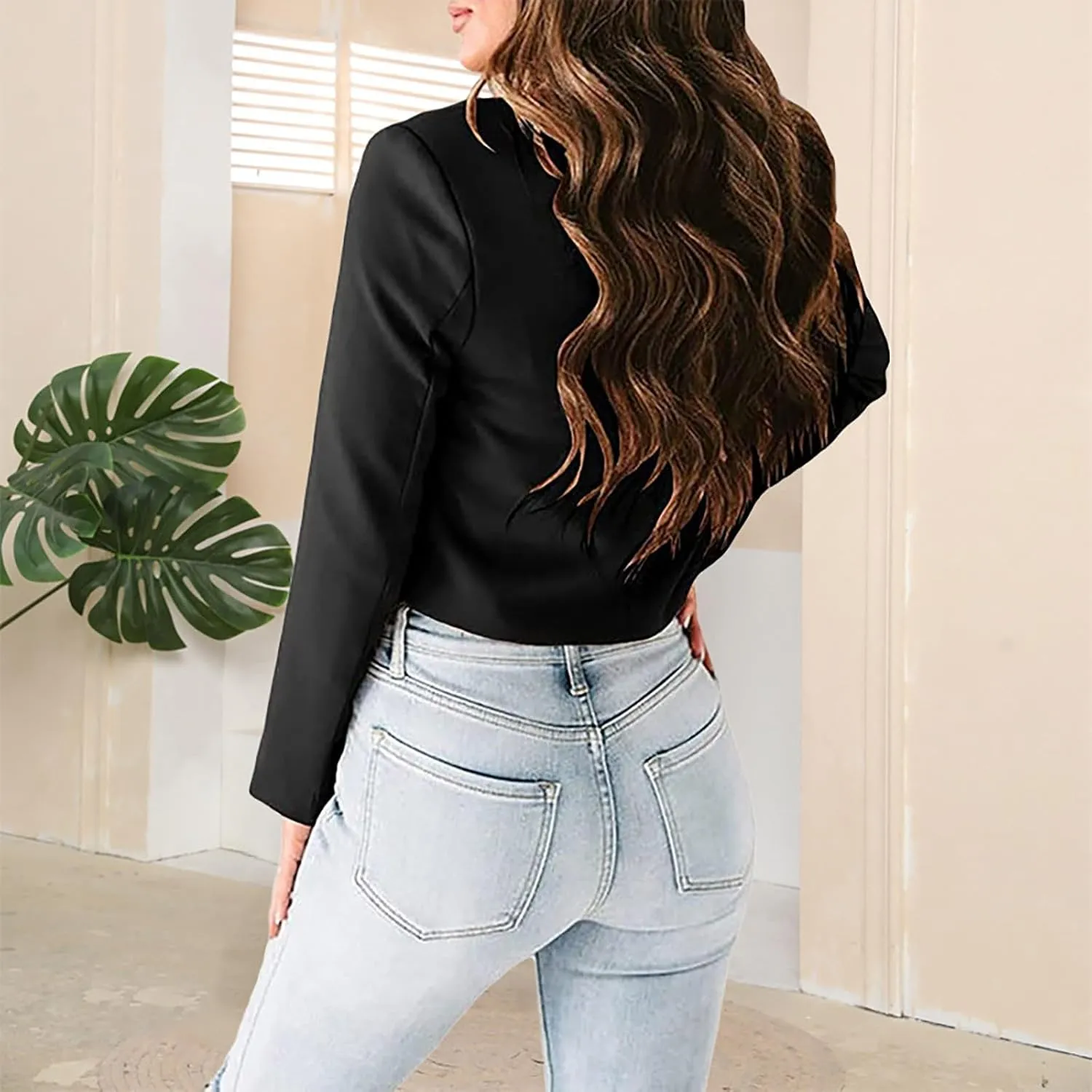 Womens Blazers for Work Casual Tweed Women's Blazers Cropped Cute Fall Winter Tops Pluse Size Herringbone Suit