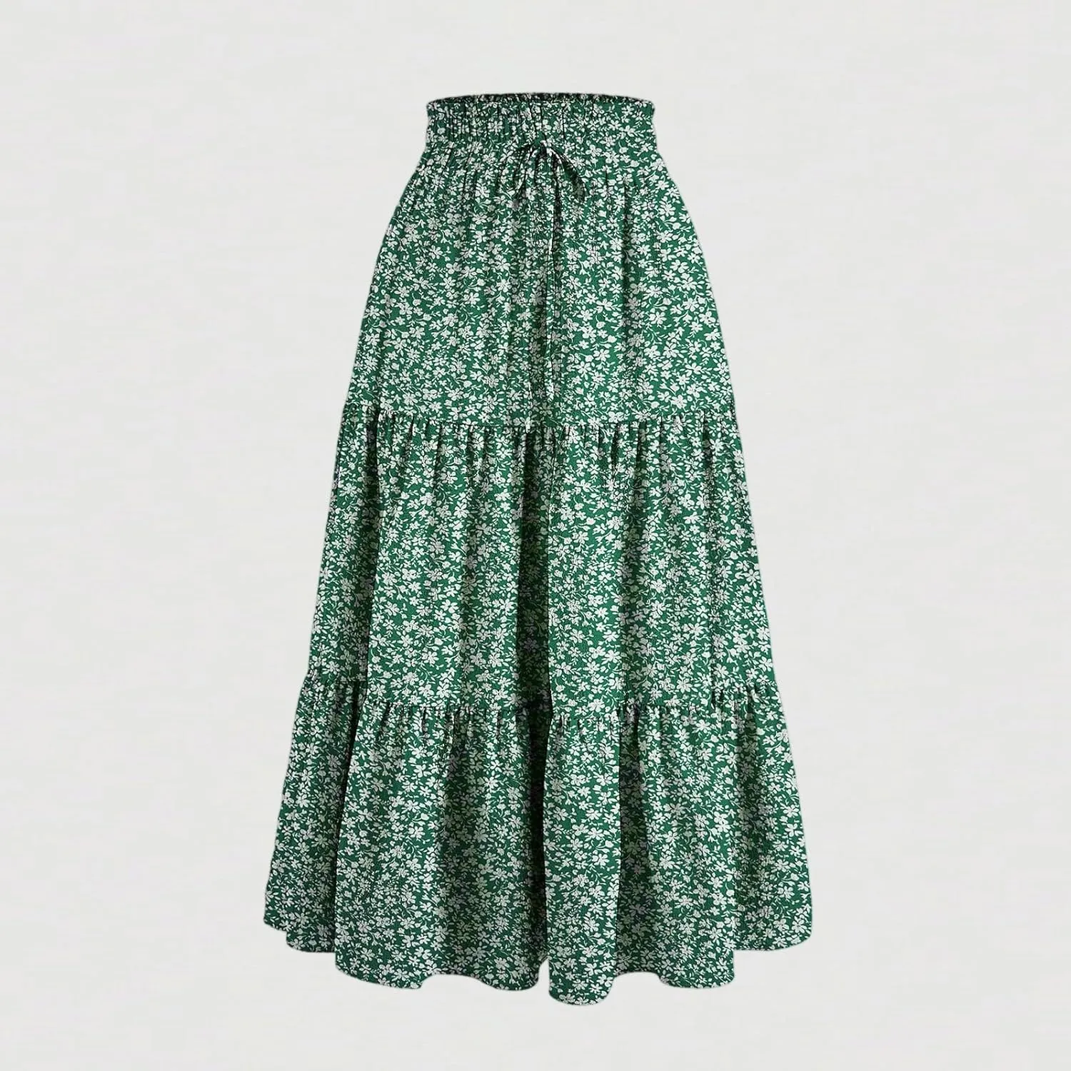 Womens Boho Skirt Cute Vacation Pleated Beach Smocked Business Trendy Peasant Elastic Waist Summer Skirts for Women