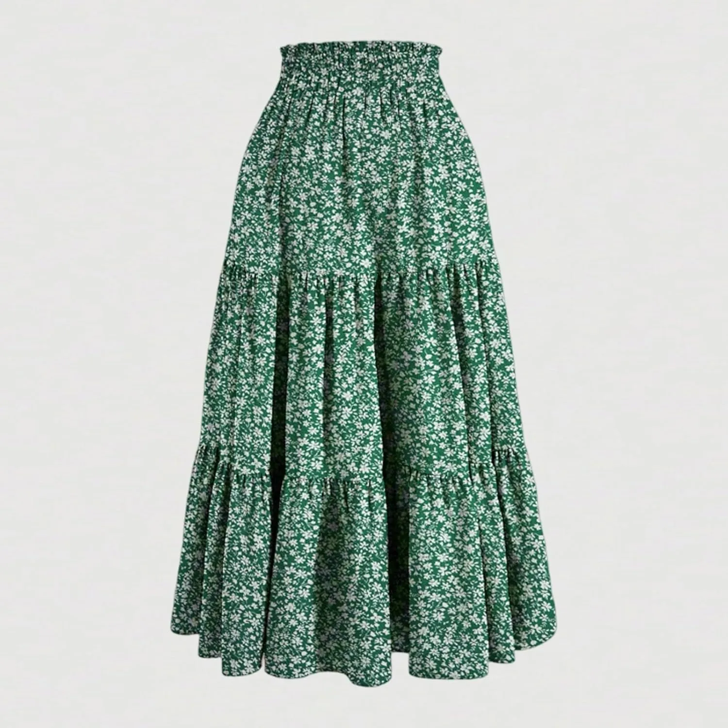 Womens Boho Skirt Cute Vacation Pleated Beach Smocked Business Trendy Peasant Elastic Waist Summer Skirts for Women