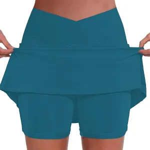 Women's Boho Skirts 2025 Summer Athletic Loose Trendy Drawstring Solid Color Yoga Fitness Tennis Skirt, S-5XL